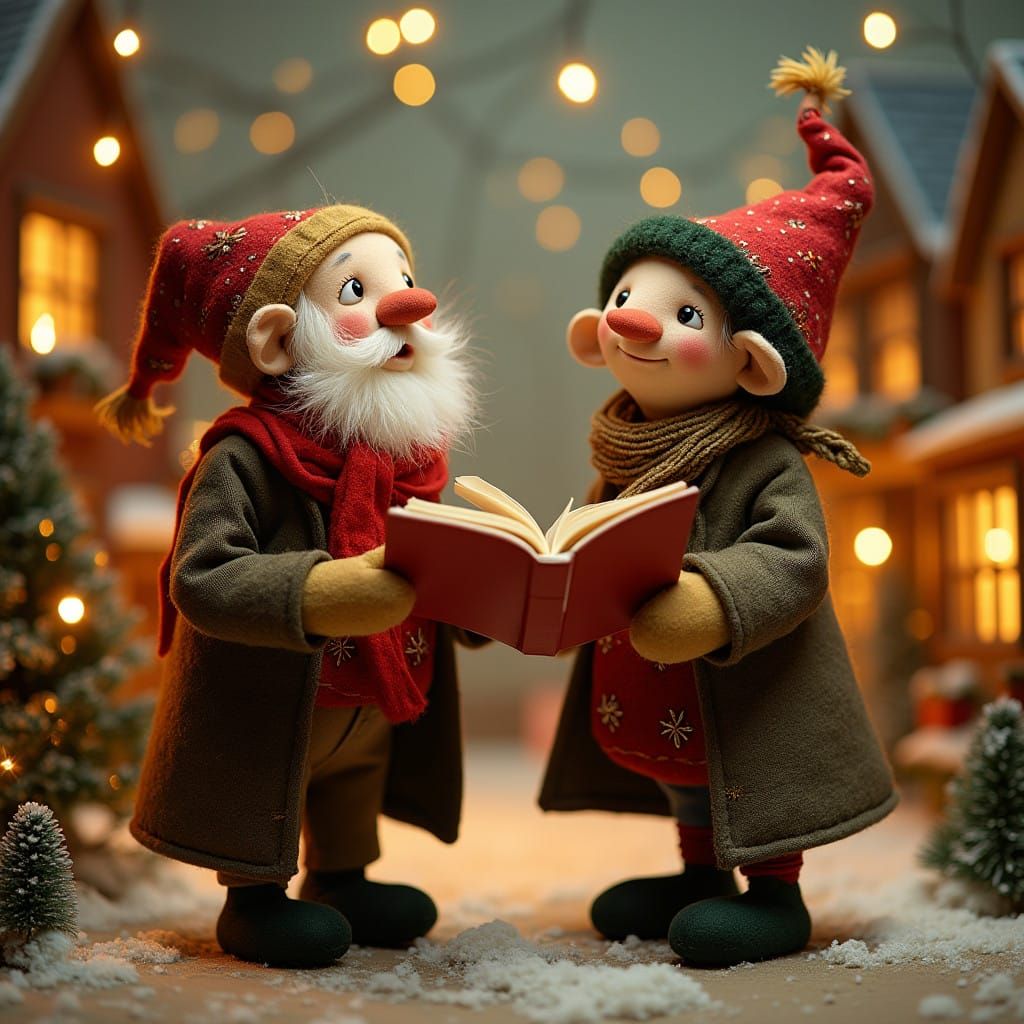 Vibrant Stop-Motion Christmas Carolers Scene