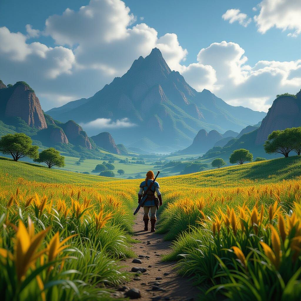 Hyperrealistic Hyrule Field in Cinematic Style
