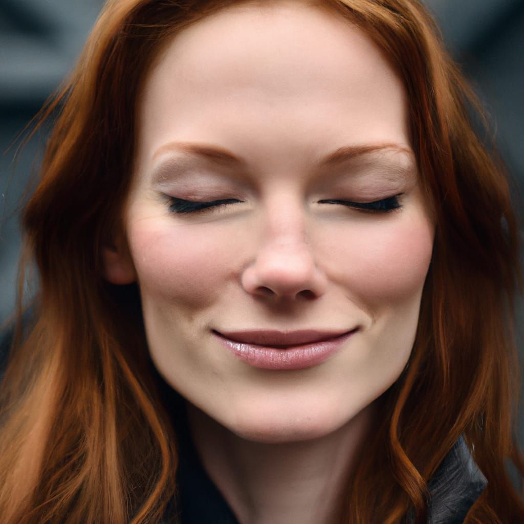 Dieselpunk Woman with Violet Eyes and Sly Grin