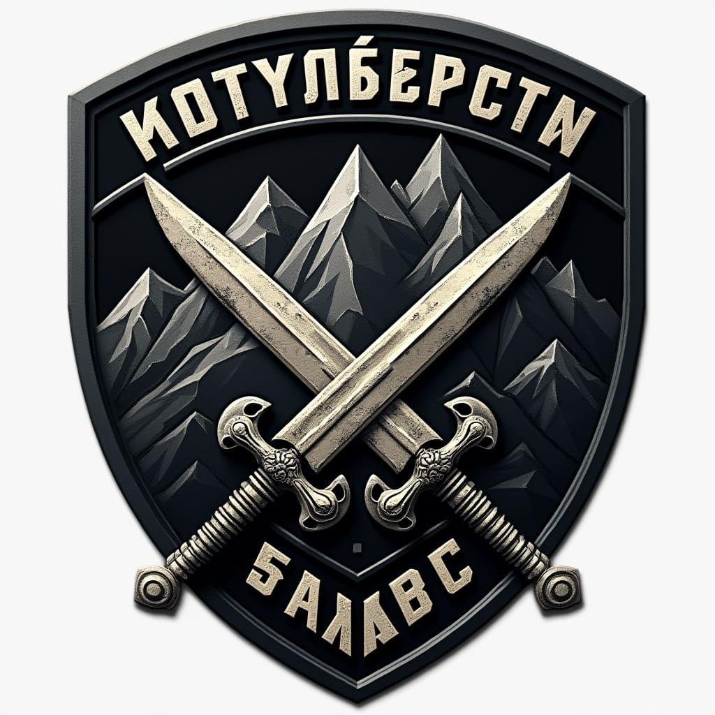 Tactical Unit Emblem with Ukrainian Text and Arabic Swords