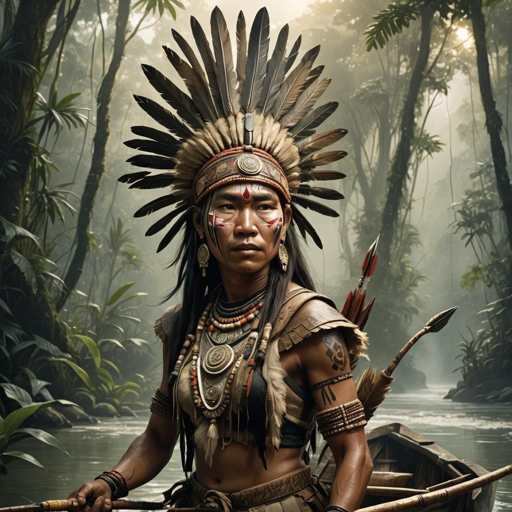 Iban Tribal Chief Portrait in Volumetric Lighting