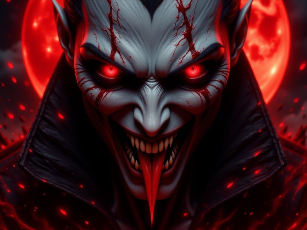 Dark Fantasy Dracula with Piercing-Red Eyes and Razor-Sharp ...