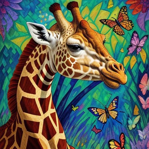 Mosaic Giraffe Quilt in Kandinsky Style