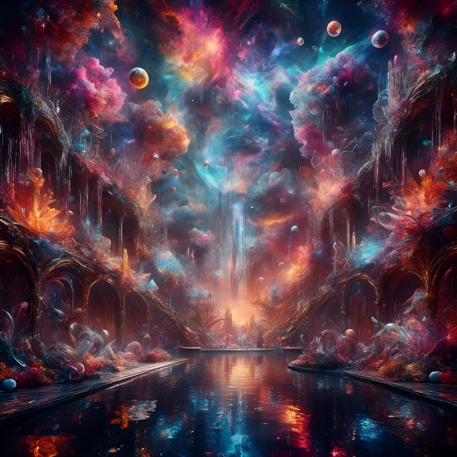 Trippy Holographic Fantasy Room in 8K Resolution