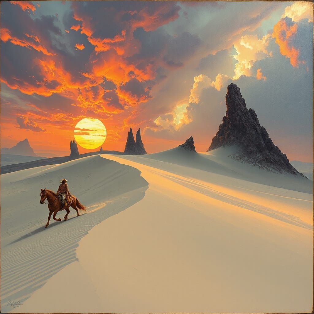 Vibrant Sci-Fi Landscape in Art Nouveau Style