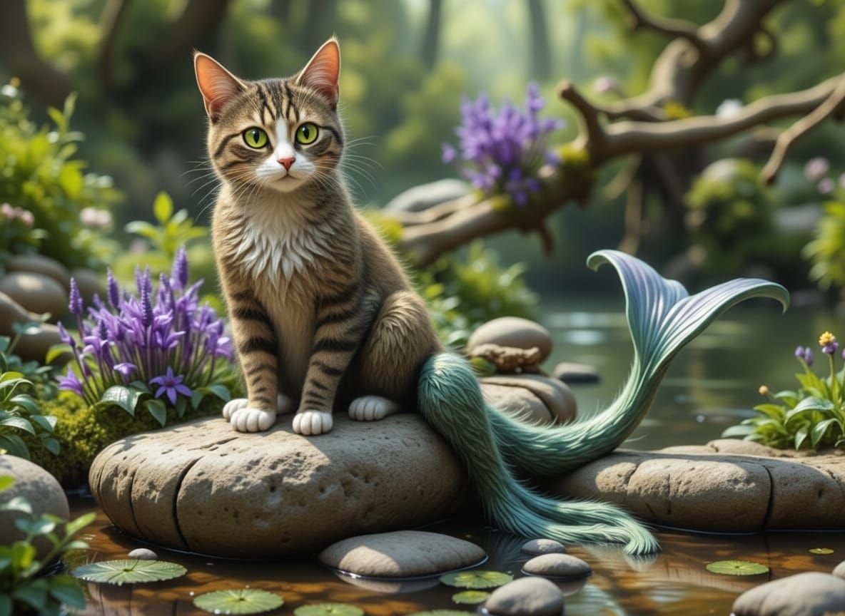 Cat Statue in Copenhagen Mermaid Pose