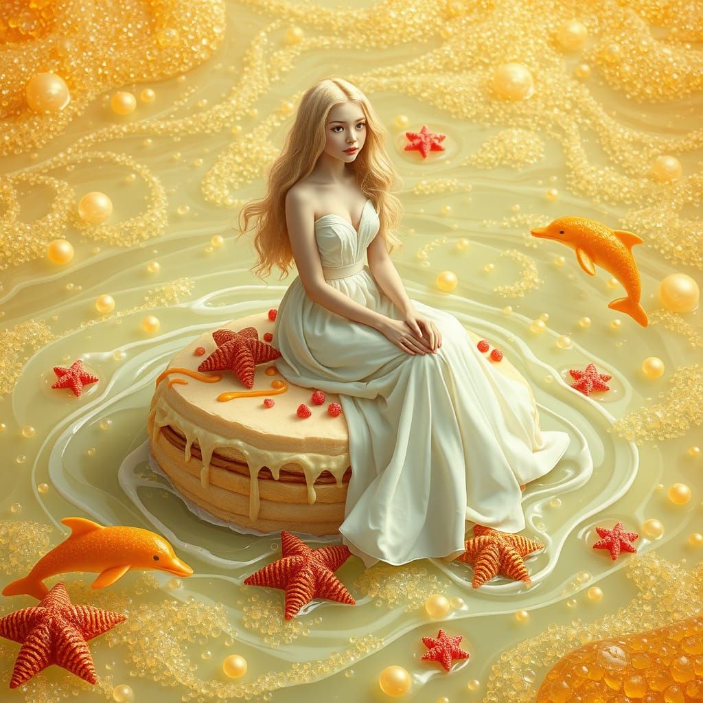 Sponge Cake Island in Soda Sea, Whimsical Style