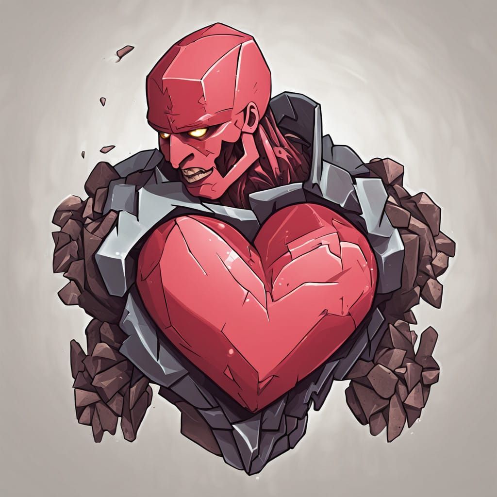 Cyberpunk Heart Golem Emerges from Shattered Fragment