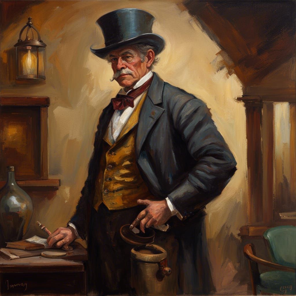 Western Entrepreneur Character Portrait as Oil Painting