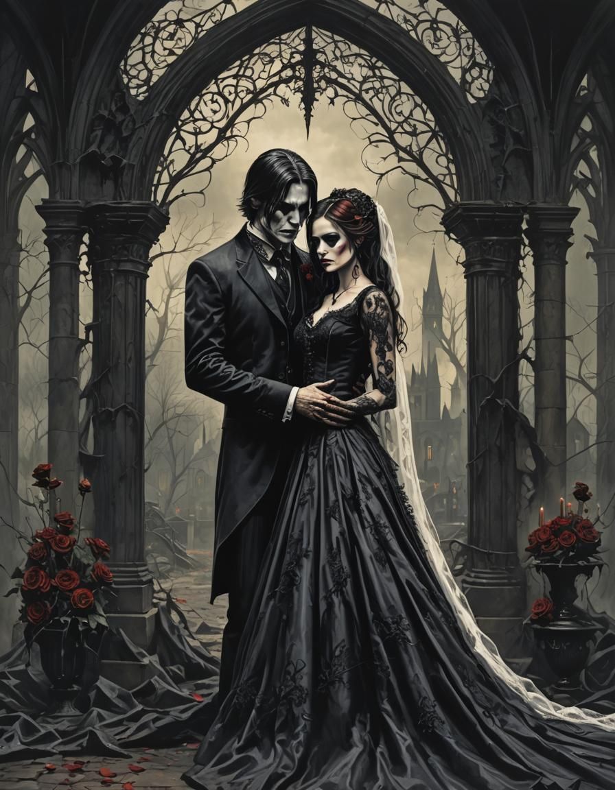 Dark Gothic Romantic Wedding in Fantasy Style
