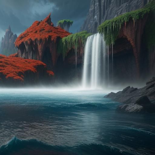 Fantastical Water Matte Painting in Deep Color