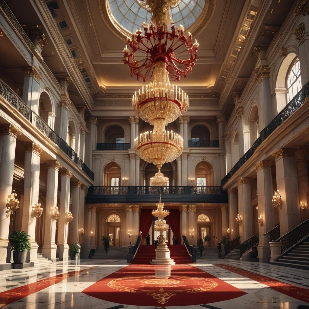 Luxurious Museum Lobby in Pixar Style 3D Art