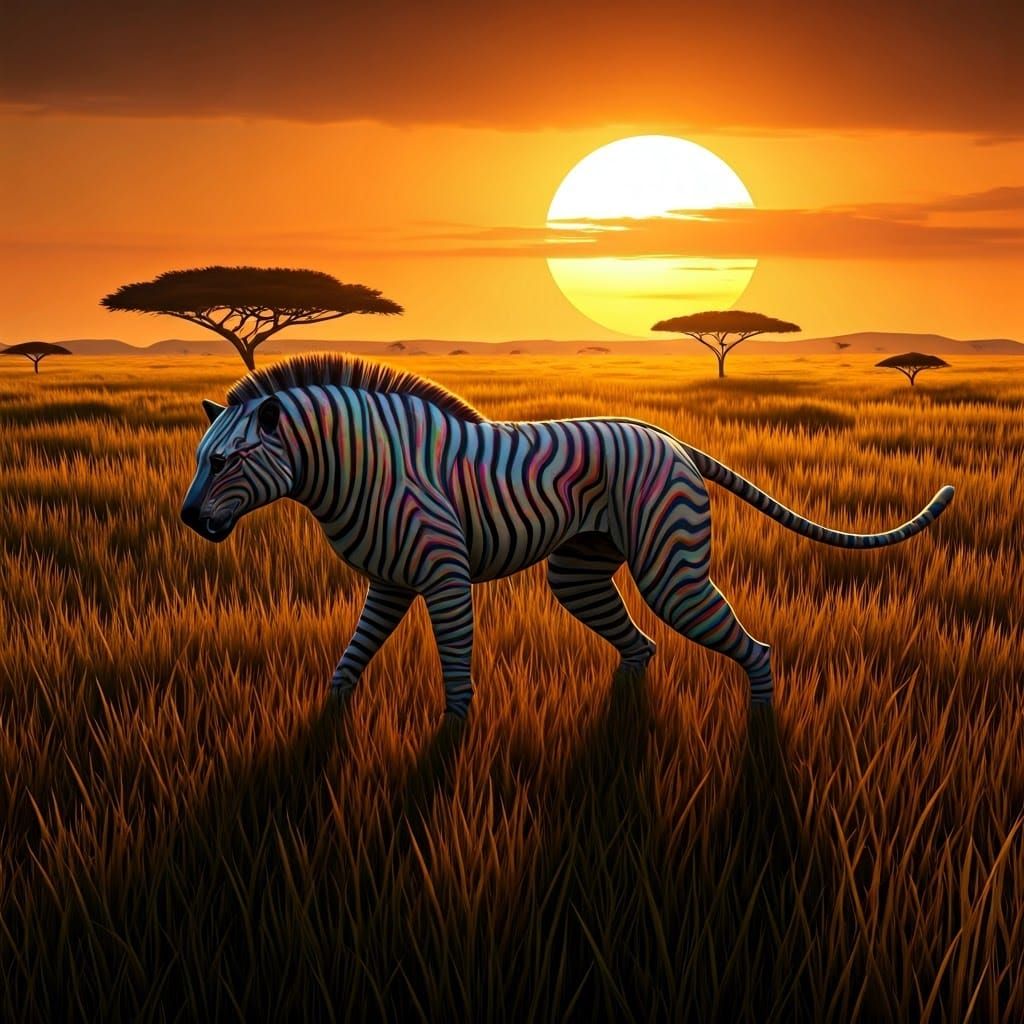 Semi Robotic Alienoid Predator in Dystopian Savannah