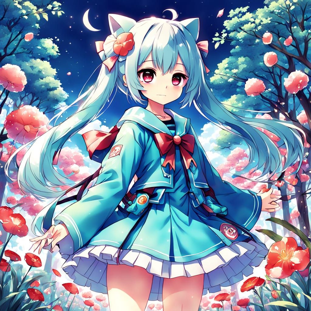 Kawaii Anime Girl in Japanese Manga Style