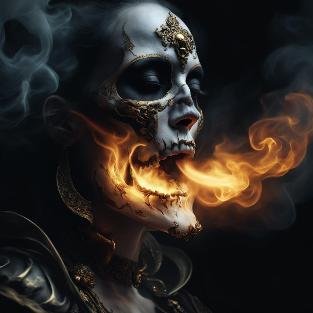 Baroque dark fantasy digital art. 2/3 face portrait. A femal...