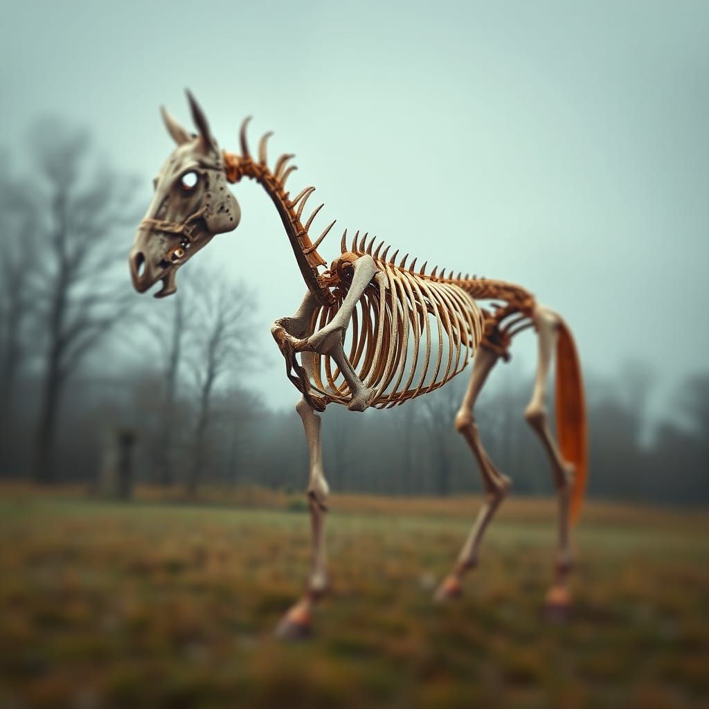 Horse Skeleton in Dark Fantasy Style