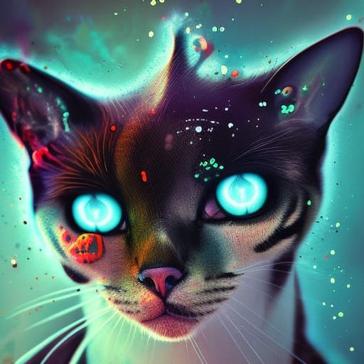 Creepy blue-eyed cat portrait