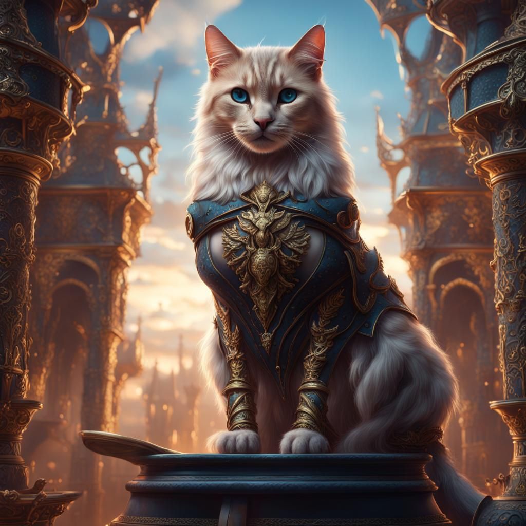 Fantastical Queen of Cats in Detailed Matte Painting