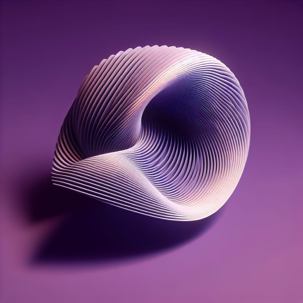 Ethereal Minimalist Wave Sculpture in Purple Hues