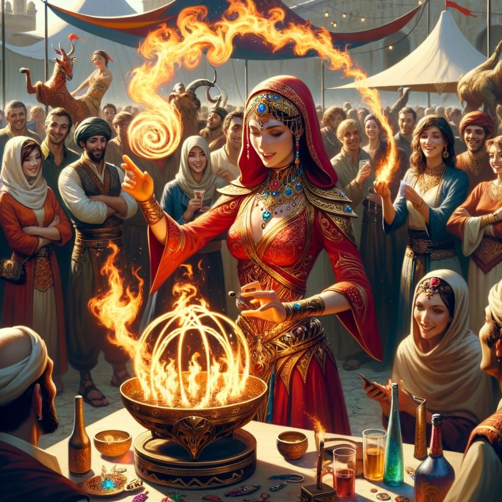 Fire Mage Creates Stunning Flame Sculptures at Lively Party