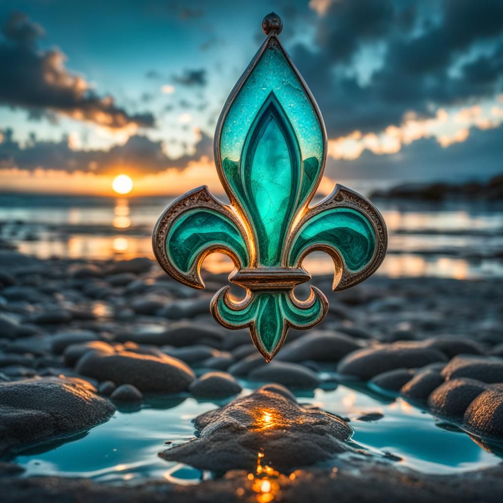 Bioluminescent Fleur de Lis Sunrise: Professional Photograph...