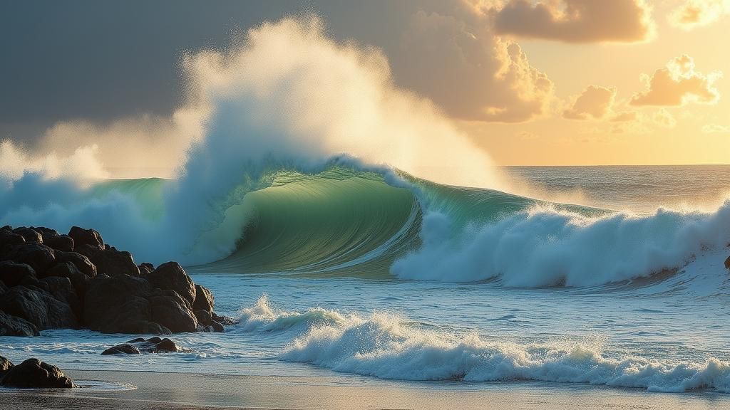 Foamy Wave Crashing: Impressionist Seascape