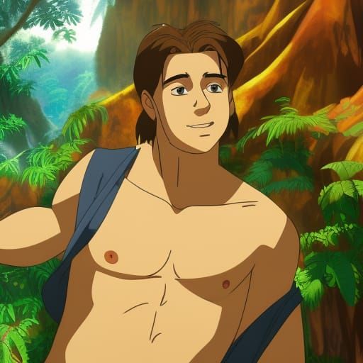 Tarzan (or maybe Brendan Fraser in "George of the Jungle"?), anime style