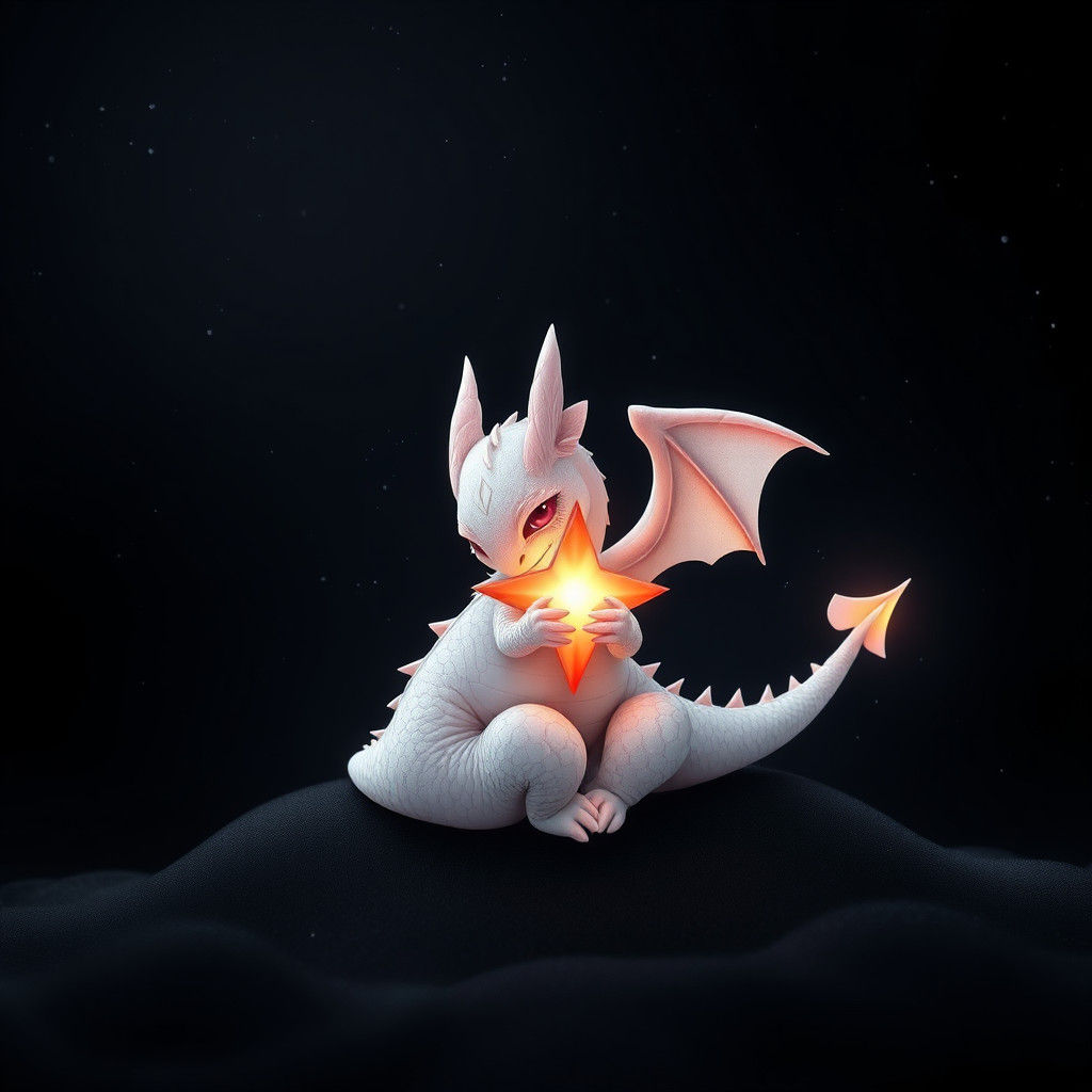 Baby Dragon with Star: Matte Painting in 8k