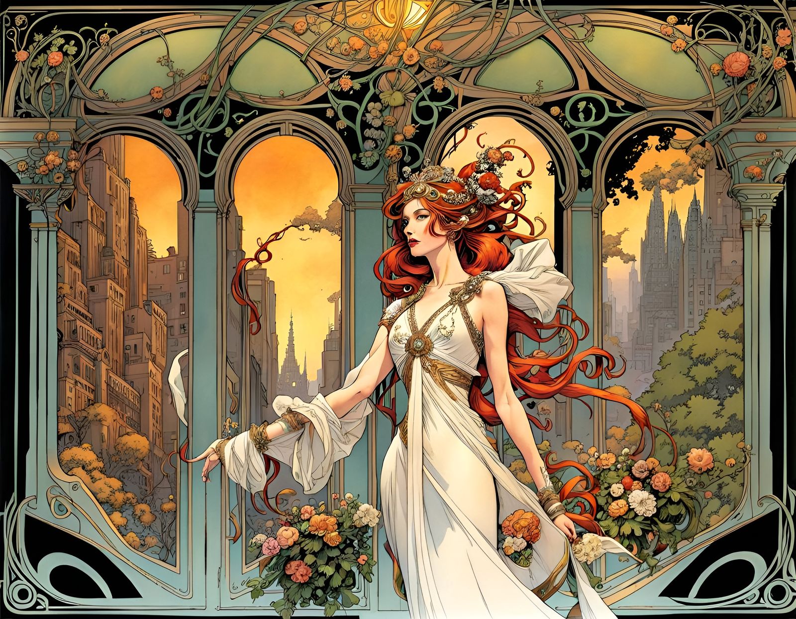 Comic Book Pages in Art Nouveau Style