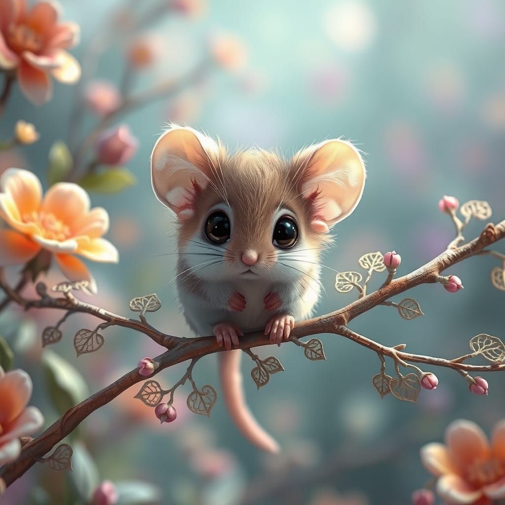 Whimsical Mouse in a Fantastical World