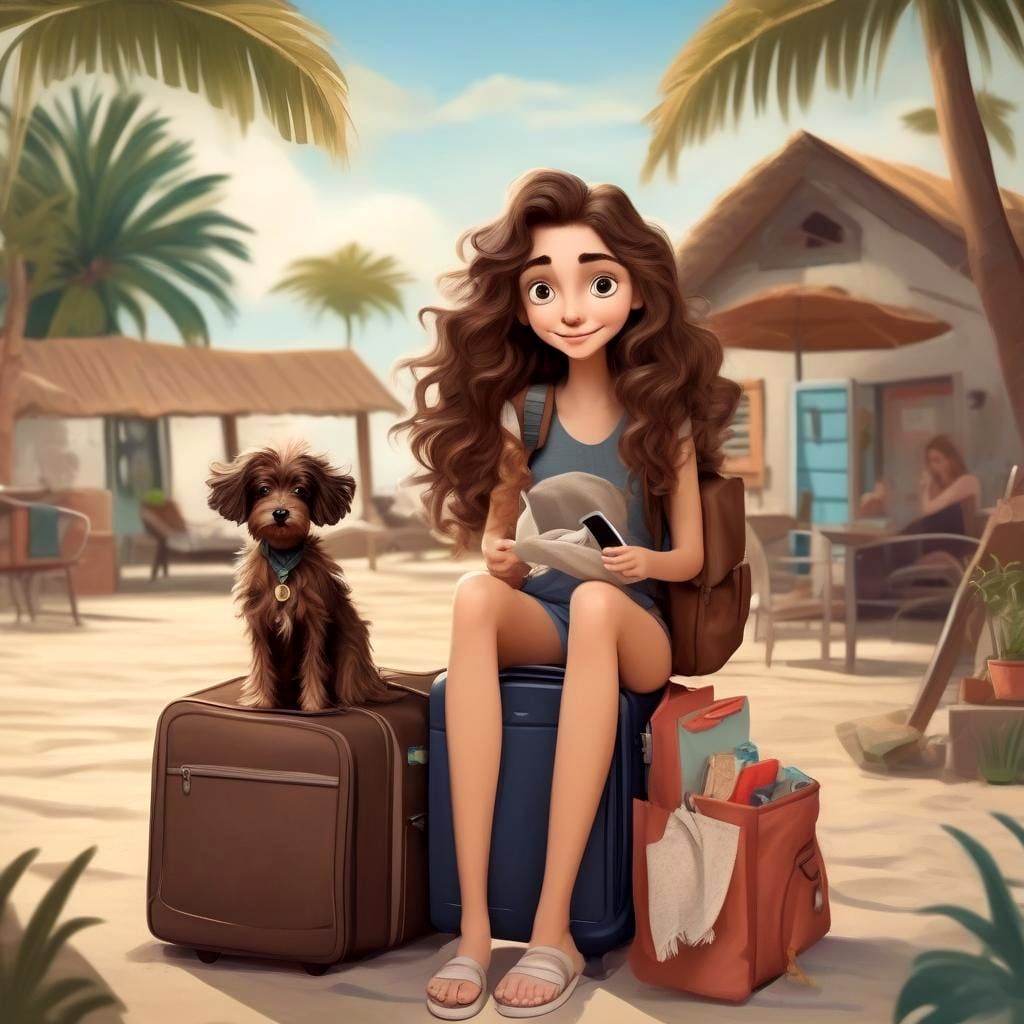Girl Prepares for Vacation as Dog Watches