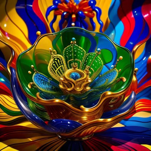 Detailed Close-Up of Chihuly Glass Sculpture