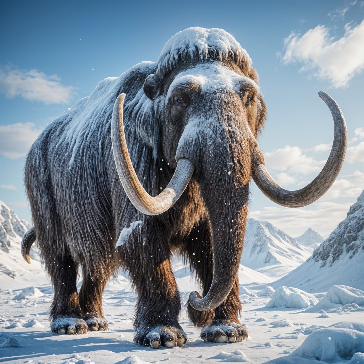 Majestic Woolly Mammoth in Winter Wonderland