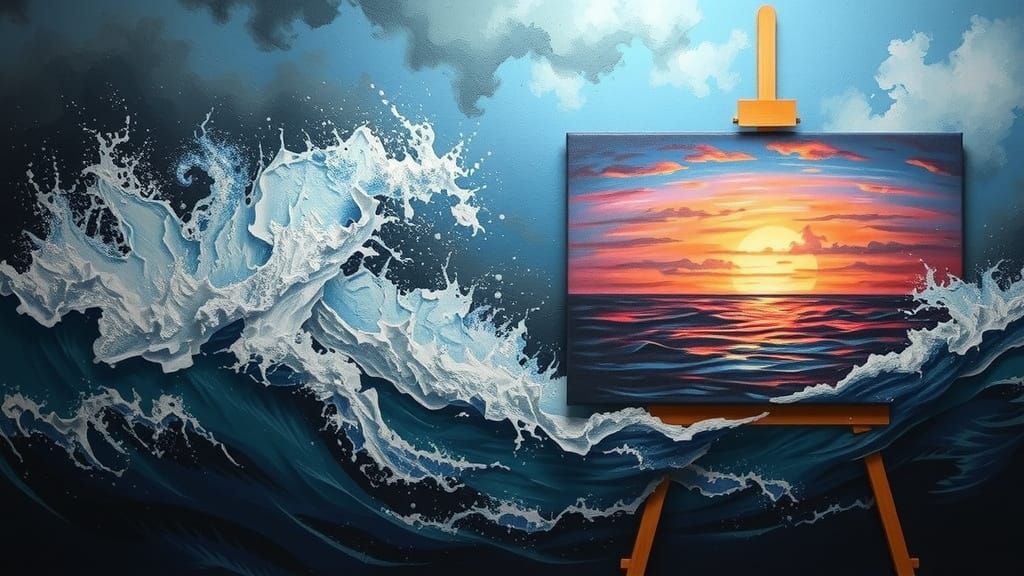 Stormy Seascape Torn Apart by Calm Sunrise