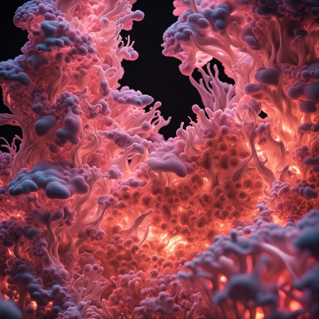 Bioluminescent AI Organism in Refik Anadol Style