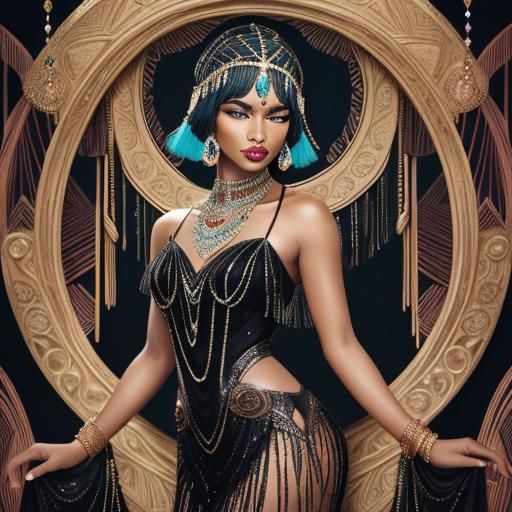 Glamorous Art Deco Woman in Flapper Gown