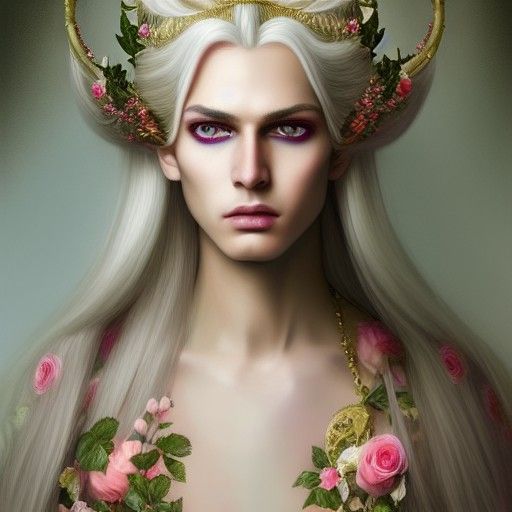 Decadent Portrait of Androgynous God in Pastel Colors