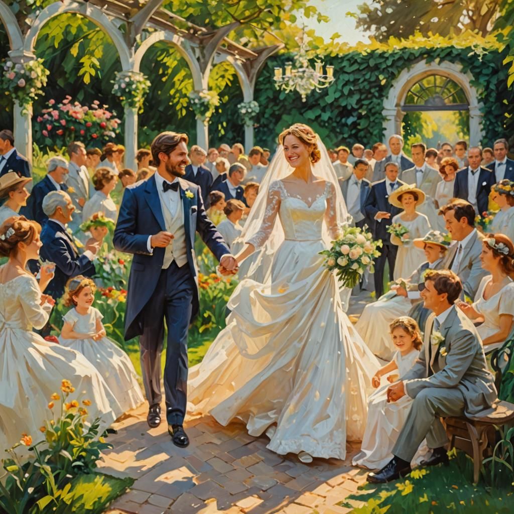 Impressionist Wedding in Lush Golden Garden