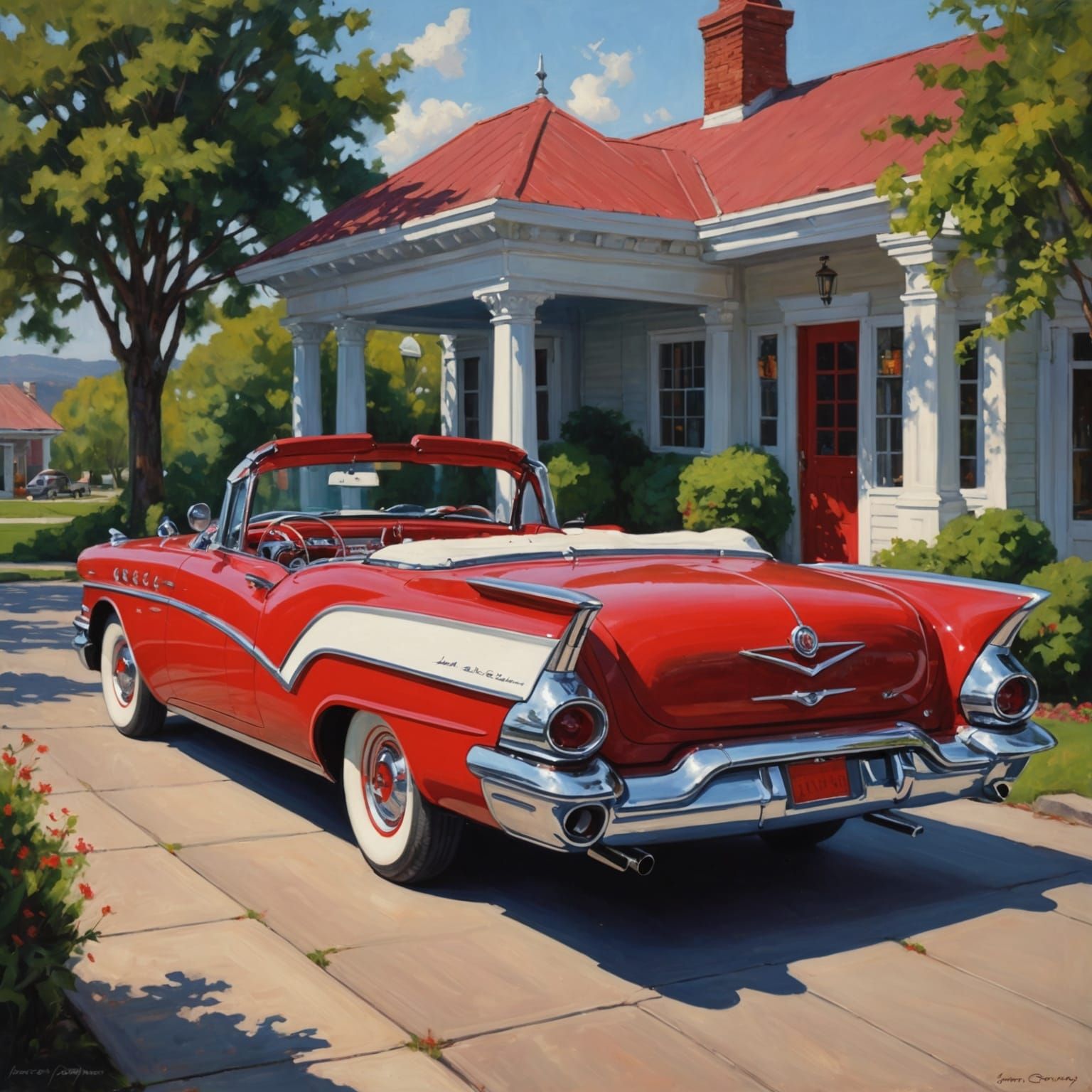 1958 Buick Convertible Tail Fins as Oil Painting