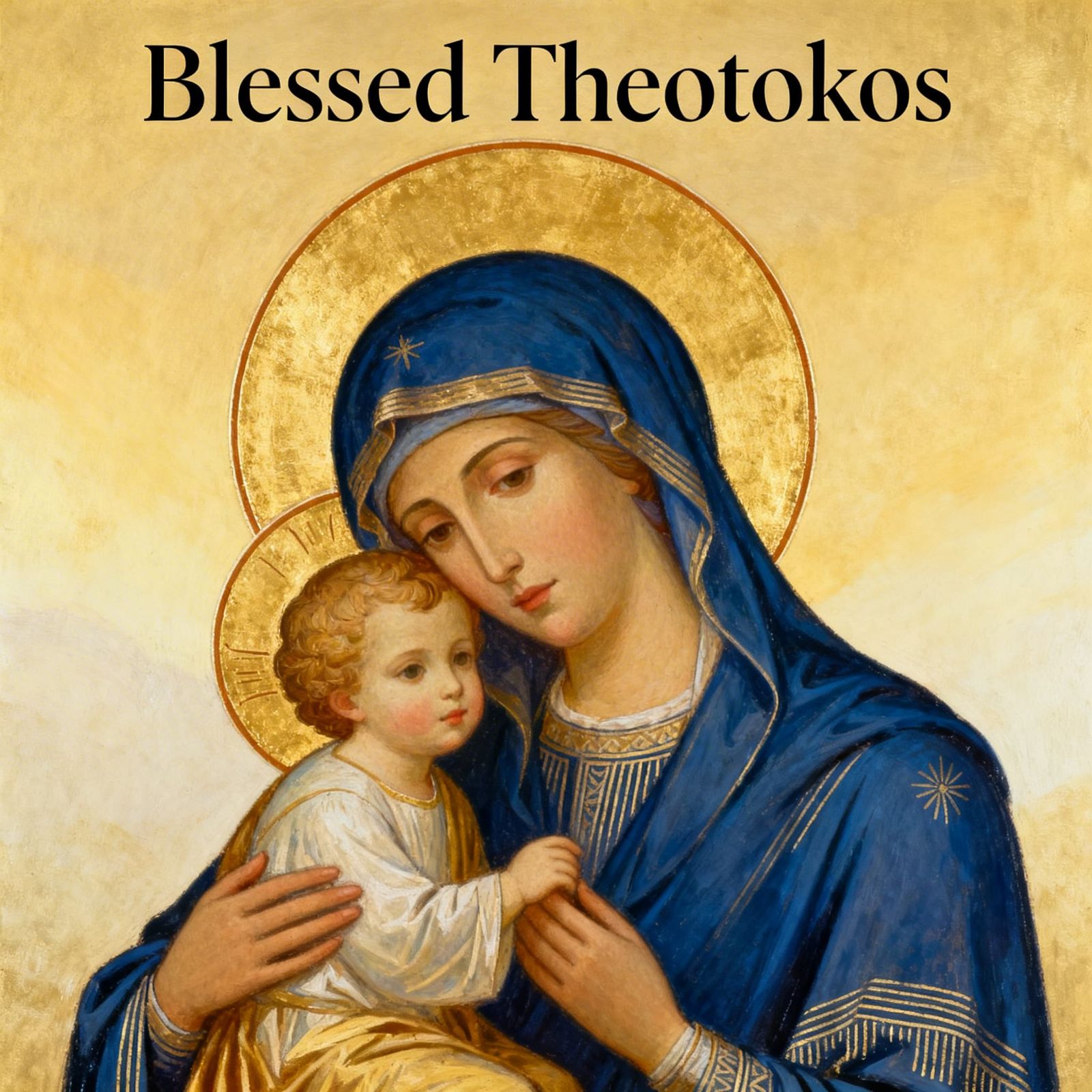 Blessed Theotokos Icon in Byzantine Style