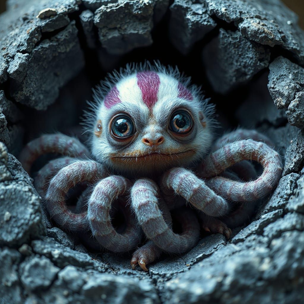 Creepy Cute Neon Creature with Tentacles