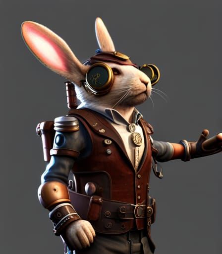 Steampunk Rabbit in Detailed 3D Graphics
