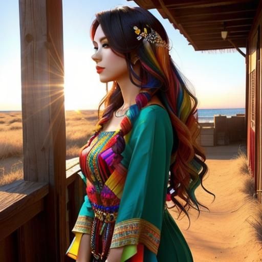 Colorful Sunlight on Hair and Clothes