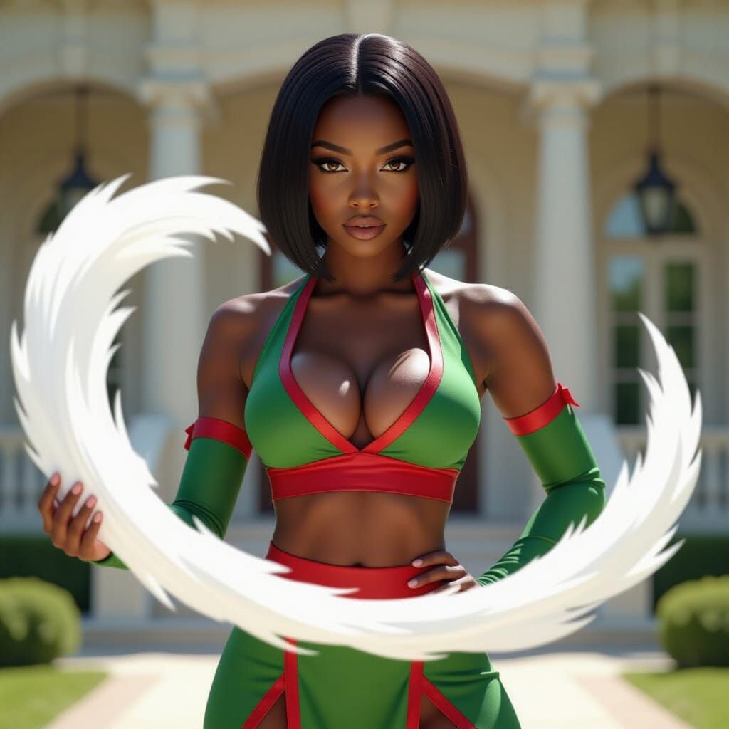 Realistic Dark Skinned Woman in Airbender Outfit