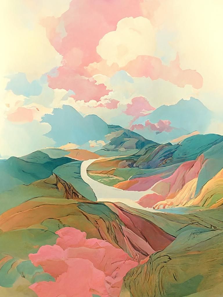 Endless Valley of Colorful Hills in Vector Style