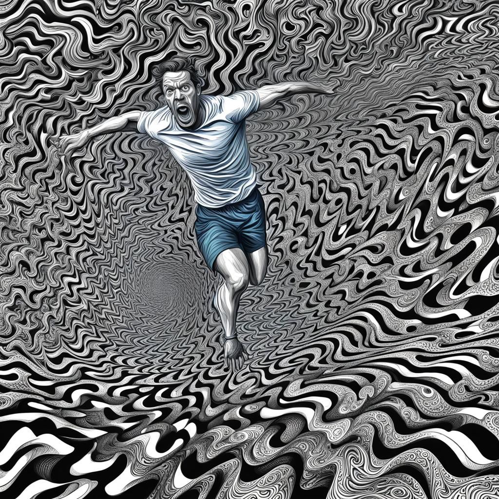 Man Running From Inner Demons: Abstract Vector Art