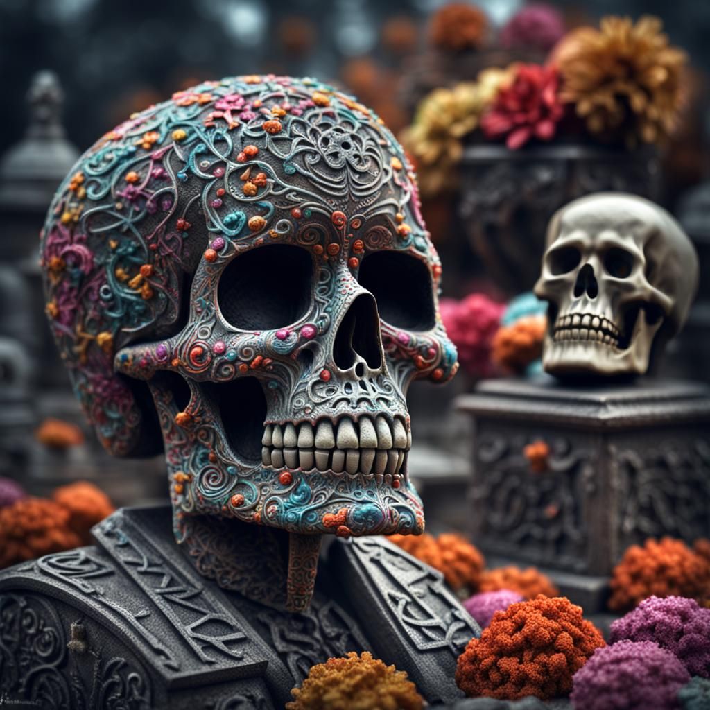 Candy Skull Ghost in Graveyard of Words