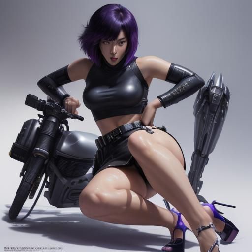 Motoko Kusanagi in Hyperrealistic Splash Art Style
