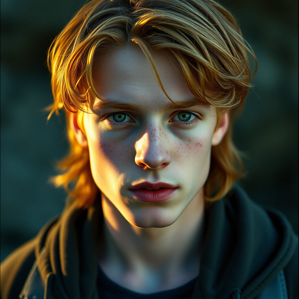 Handsome Young Man with Copper Hair, Cinematic Still