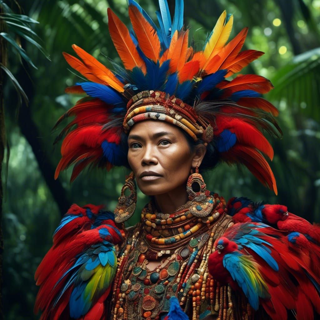 Hyperreal Tropical Rainforest Teeming with Exotic Birds